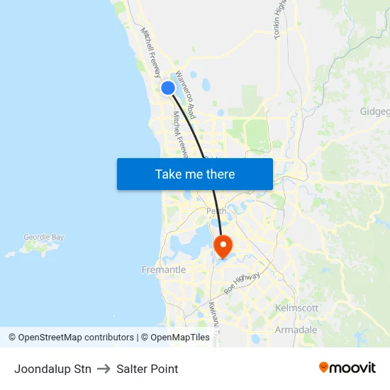 Joondalup Stn to Salter Point map