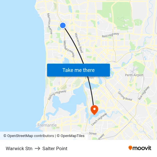 Warwick Stn to Salter Point map