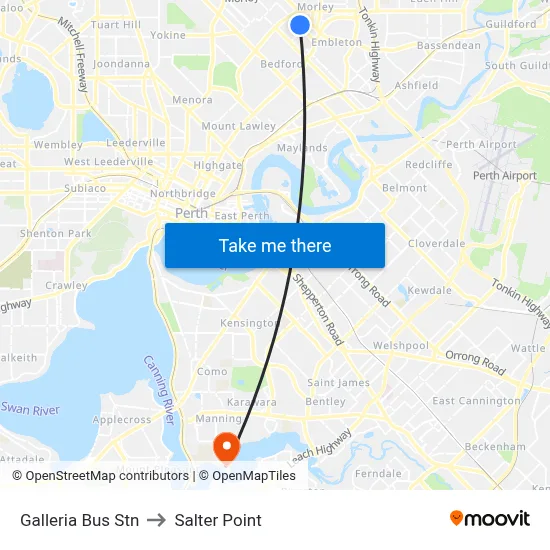 Galleria Bus Stn to Salter Point map