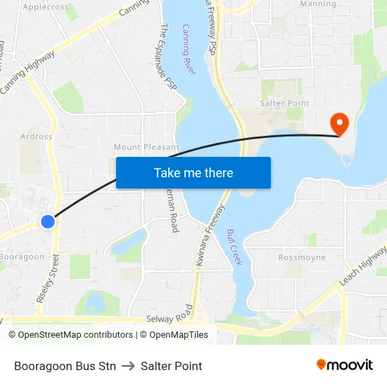 Booragoon Bus Stn to Salter Point map