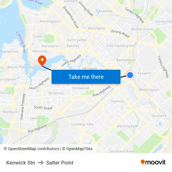 Kenwick Stn to Salter Point map