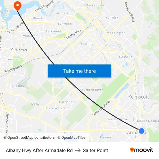 Albany Hwy After Armadale Rd to Salter Point map