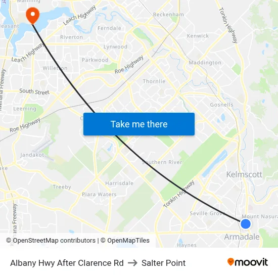 Albany Hwy After Clarence Rd to Salter Point map