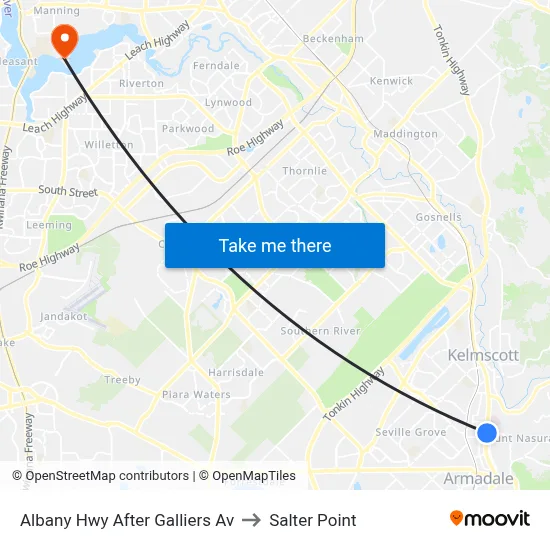 Albany Hwy After Galliers Av to Salter Point map