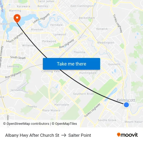 Albany Hwy After Church St to Salter Point map