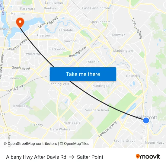 Albany Hwy After Davis Rd to Salter Point map