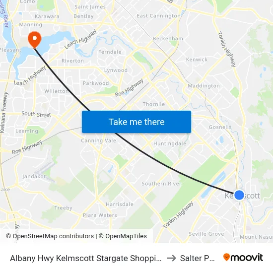 Albany Hwy Kelmscott Stargate Shopping Ctr to Salter Point map