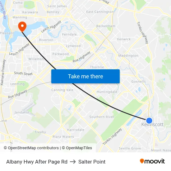 Albany Hwy After Page Rd to Salter Point map