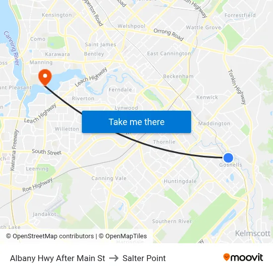 Albany Hwy After Main St to Salter Point map