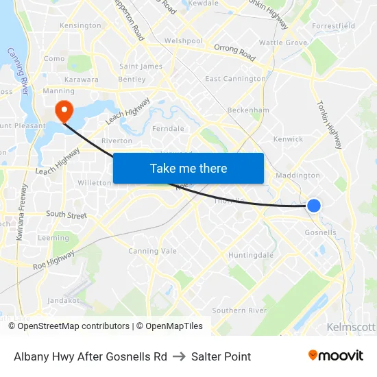 Albany Hwy After Gosnells Rd to Salter Point map