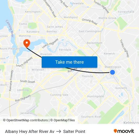 Albany Hwy After River Av to Salter Point map