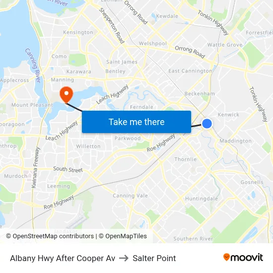 Albany Hwy After Cooper Av to Salter Point map