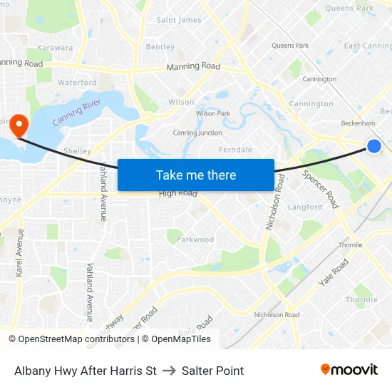 Albany Hwy After Harris St to Salter Point map