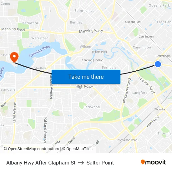 Albany Hwy After Clapham St to Salter Point map