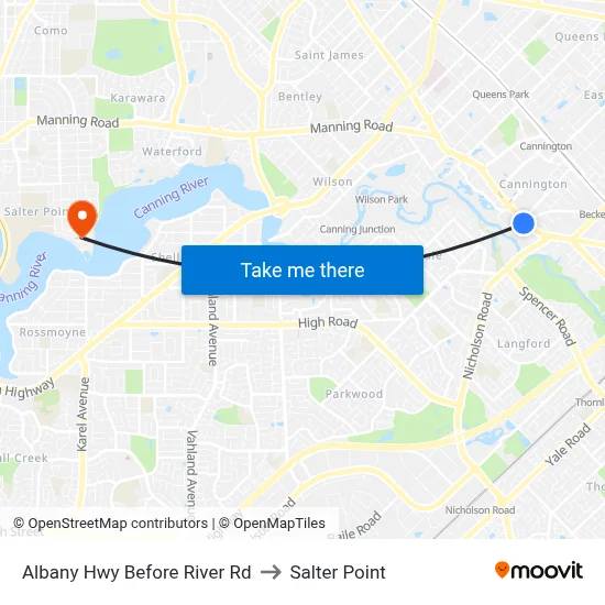 Albany Hwy Before River Rd to Salter Point map
