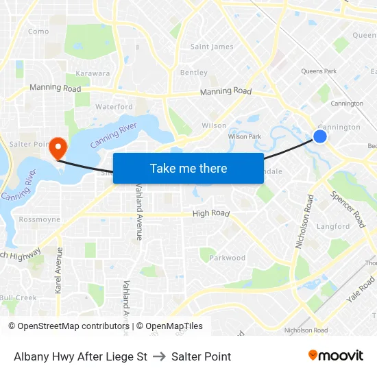 Albany Hwy After Liege St to Salter Point map