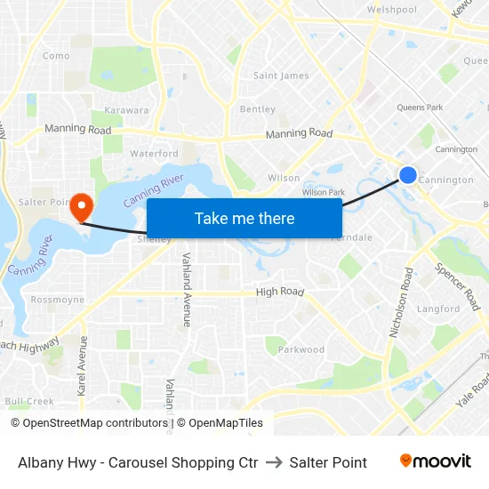 Albany Hwy - Carousel Shopping Ctr to Salter Point map