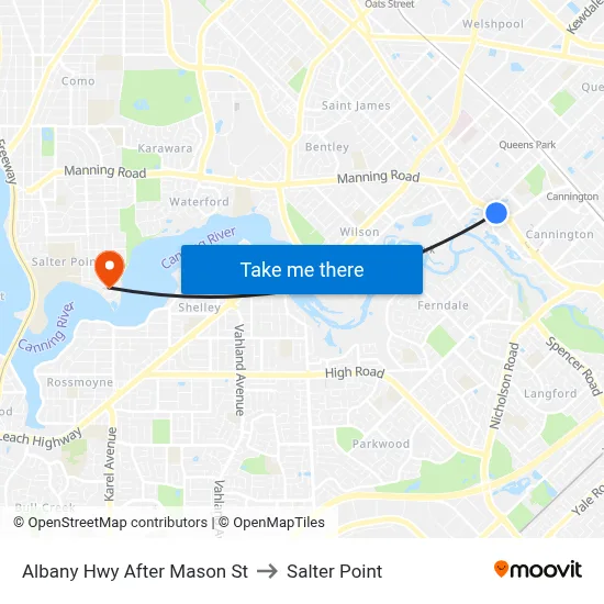 Albany Hwy After Mason St to Salter Point map