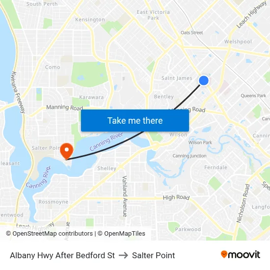 Albany Hwy After Bedford St to Salter Point map