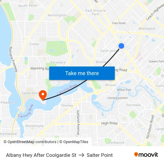 Albany Hwy After Coolgardie St to Salter Point map