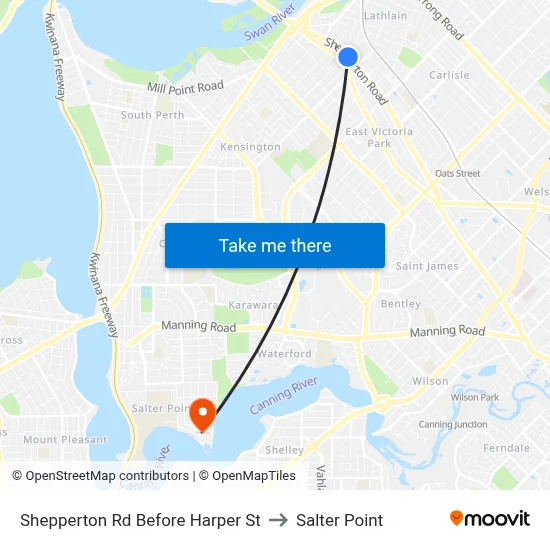 Shepperton Rd Before Harper St to Salter Point map