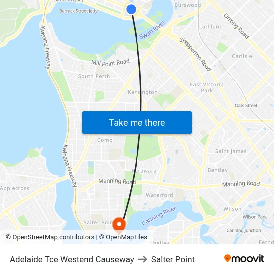 Adelaide Tce Westend Causeway to Salter Point map