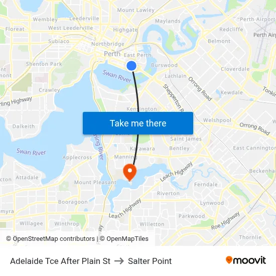 Adelaide Tce After Plain St to Salter Point map