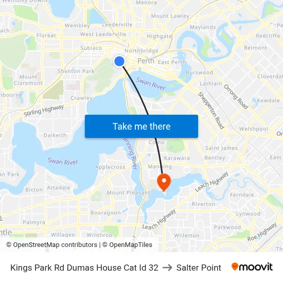 Kings Park Rd Dumas House Cat Id 32 to Salter Point map