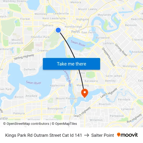 Kings Park Rd Outram Street Cat Id 141 to Salter Point map