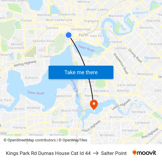 Kings Park Rd Dumas House Cat Id 44 to Salter Point map