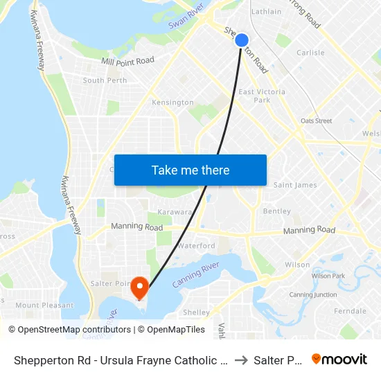 Shepperton Rd - Ursula Frayne Catholic Coll Sen to Salter Point map