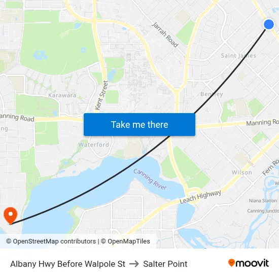 Albany Hwy Before Walpole St to Salter Point map