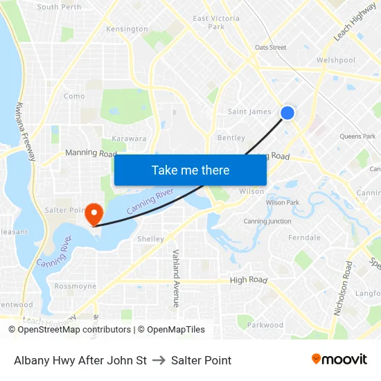 Albany Hwy After John St to Salter Point map