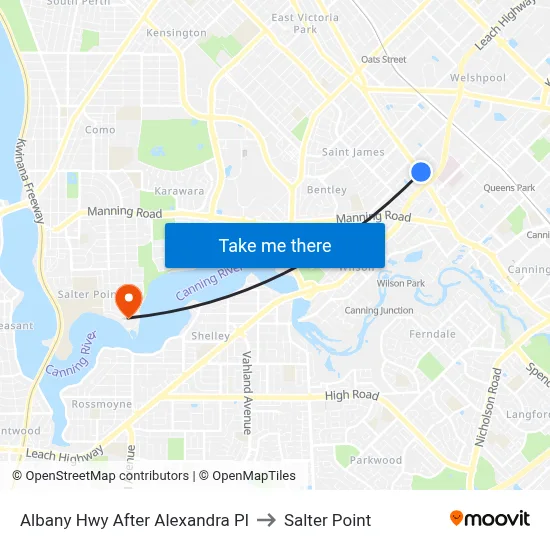 Albany Hwy After Alexandra Pl to Salter Point map