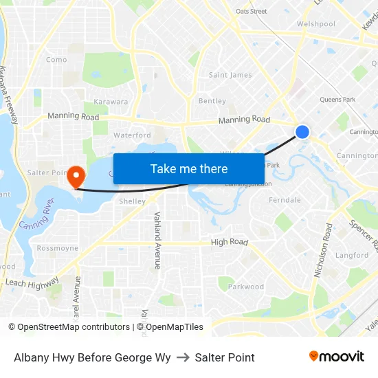Albany Hwy Before George Wy to Salter Point map
