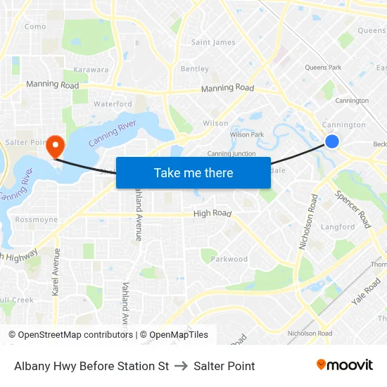 Albany Hwy Before Station St to Salter Point map