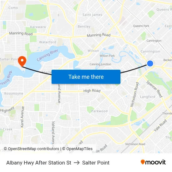 Albany Hwy After Station St to Salter Point map