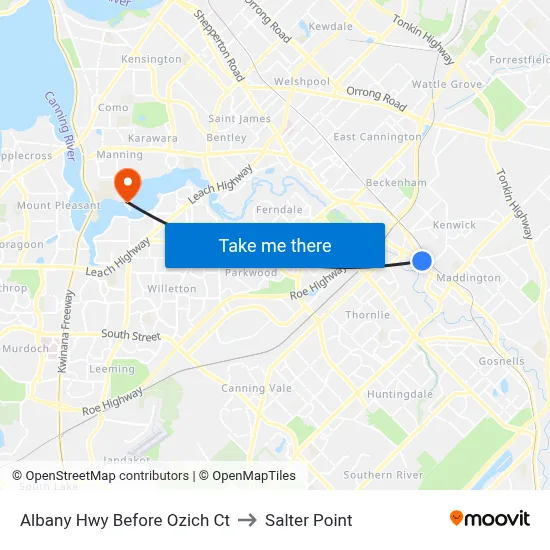 Albany Hwy Before Ozich Ct to Salter Point map