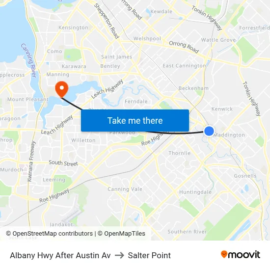 Albany Hwy After Austin Av to Salter Point map