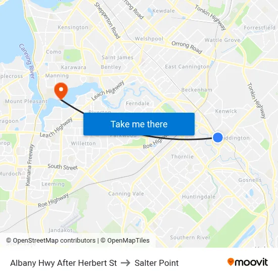 Albany Hwy After Herbert St to Salter Point map