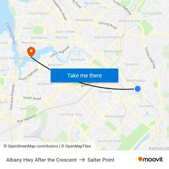Albany Hwy After the Crescent to Salter Point map