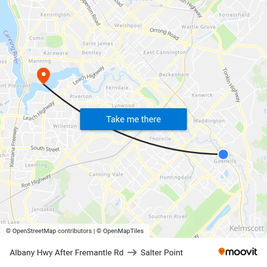 Albany Hwy After Fremantle Rd to Salter Point map