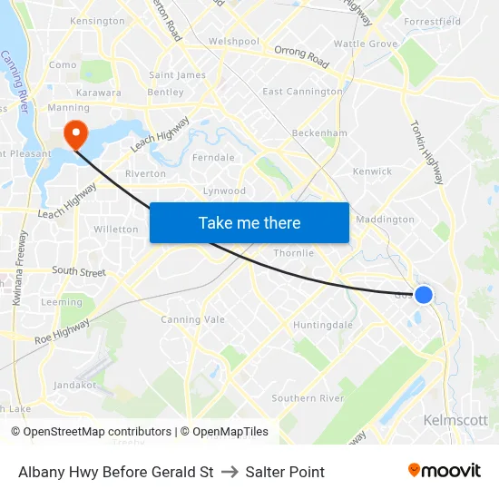 Albany Hwy Before Gerald St to Salter Point map