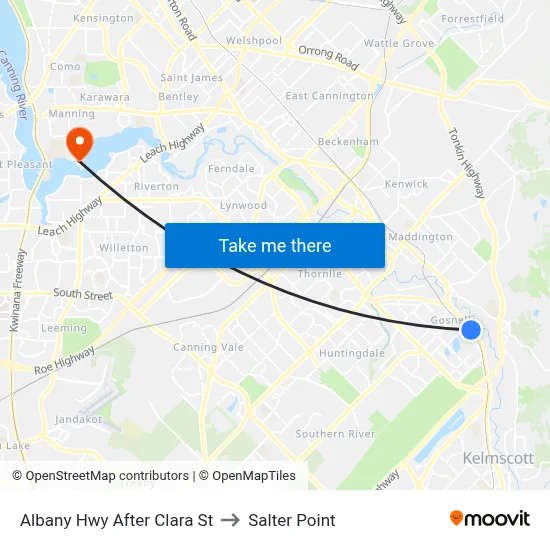 Albany Hwy After Clara St to Salter Point map