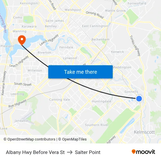 Albany Hwy Before Vera St to Salter Point map