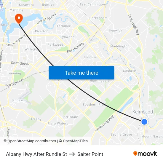 Albany Hwy After Rundle St to Salter Point map