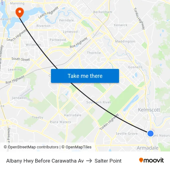 Albany Hwy Before Carawatha Av to Salter Point map