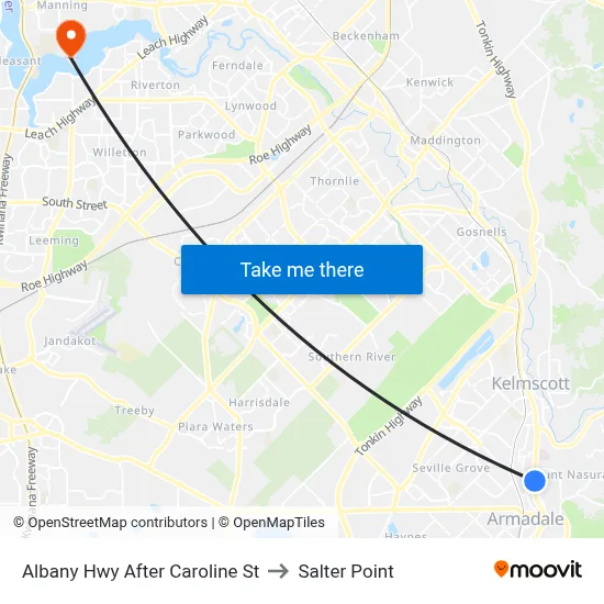 Albany Hwy After Caroline St to Salter Point map