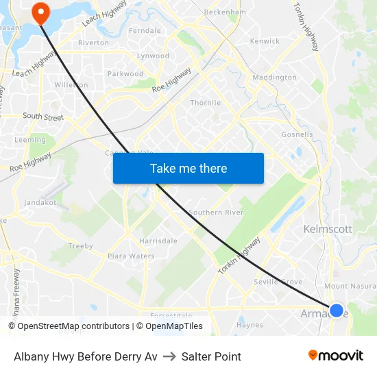 Albany Hwy Before Derry Av to Salter Point map
