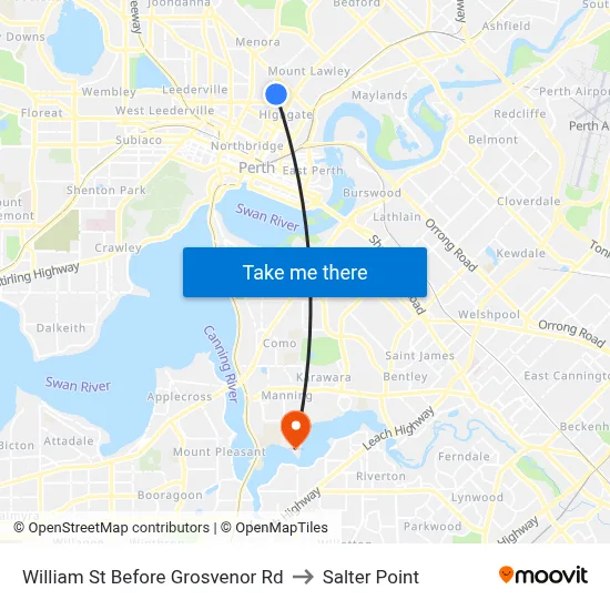 William St Before Grosvenor Rd to Salter Point map